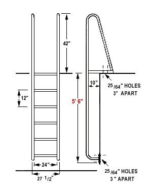 5' 6" Walk-Thru Dock Ladder