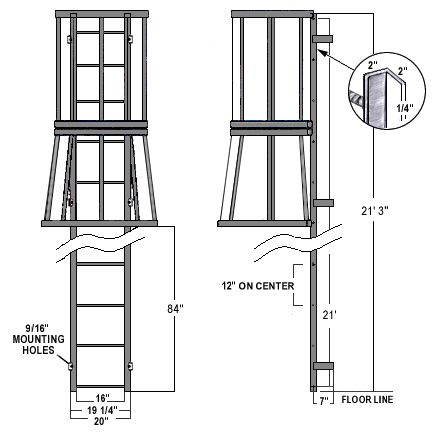 21' Steel Access Ladder with Cage
