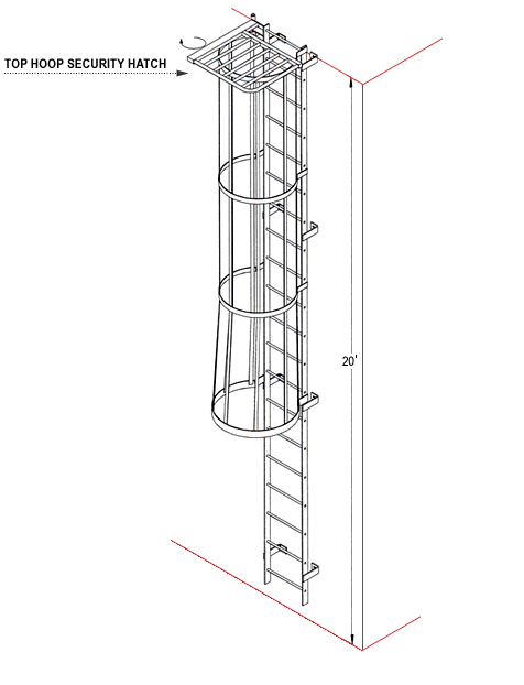 Access Ladders with Top Hoop Security Hatch
