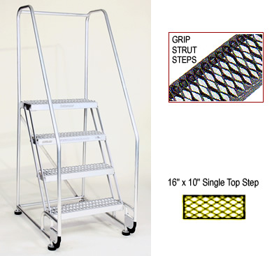 5 Grip Strut Steps with Single Top Step - Aluminum
