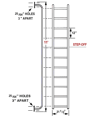 11' Side Step Dock Ladder