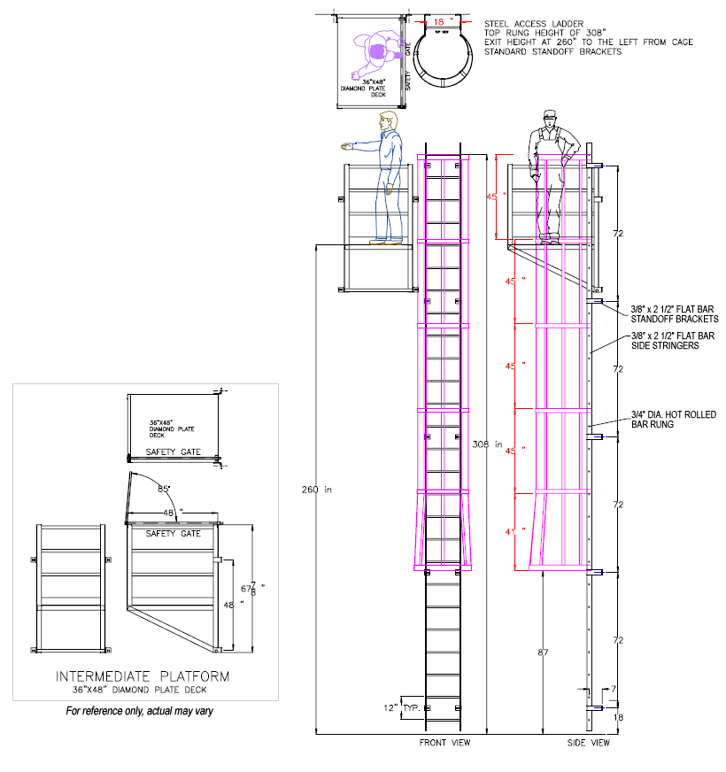 Cage Ladder with Intermediate Platform